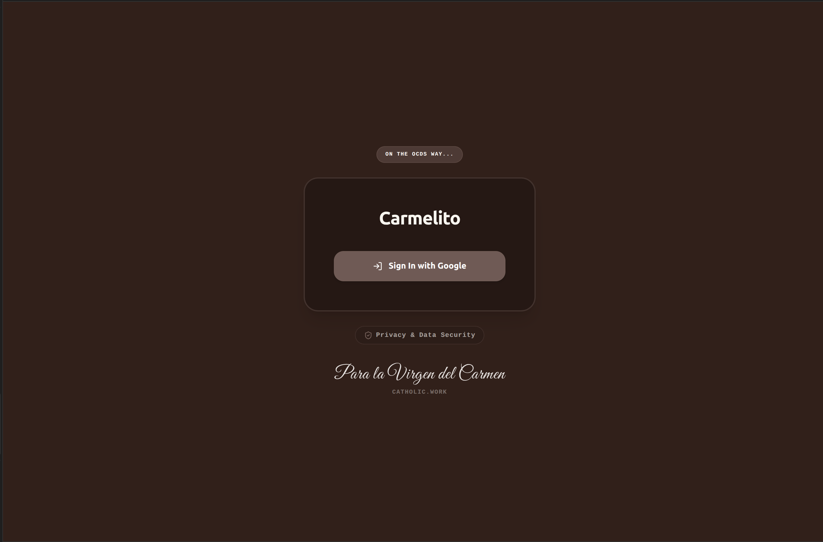 Carmelito sign-in screen