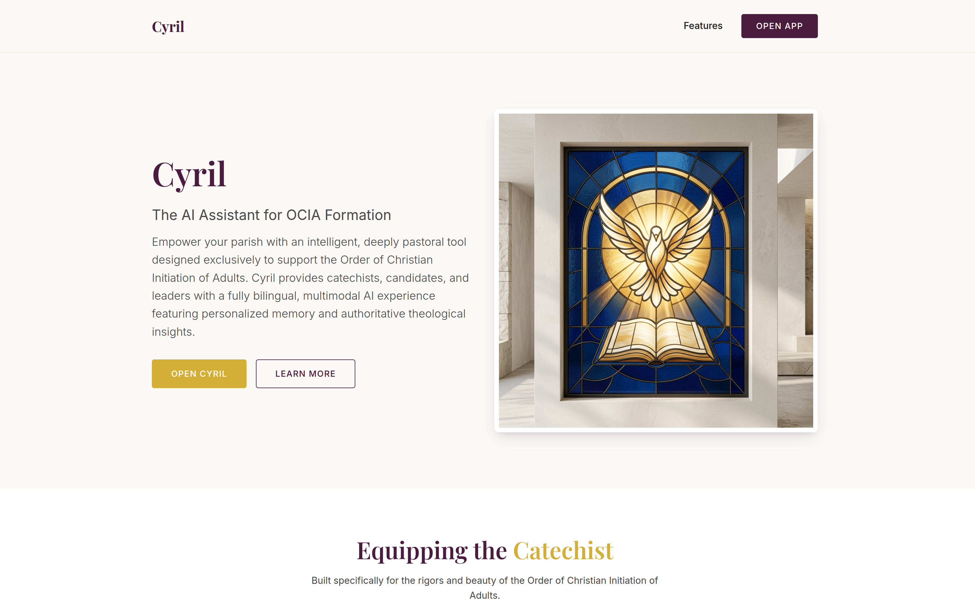 Cyril landing page view