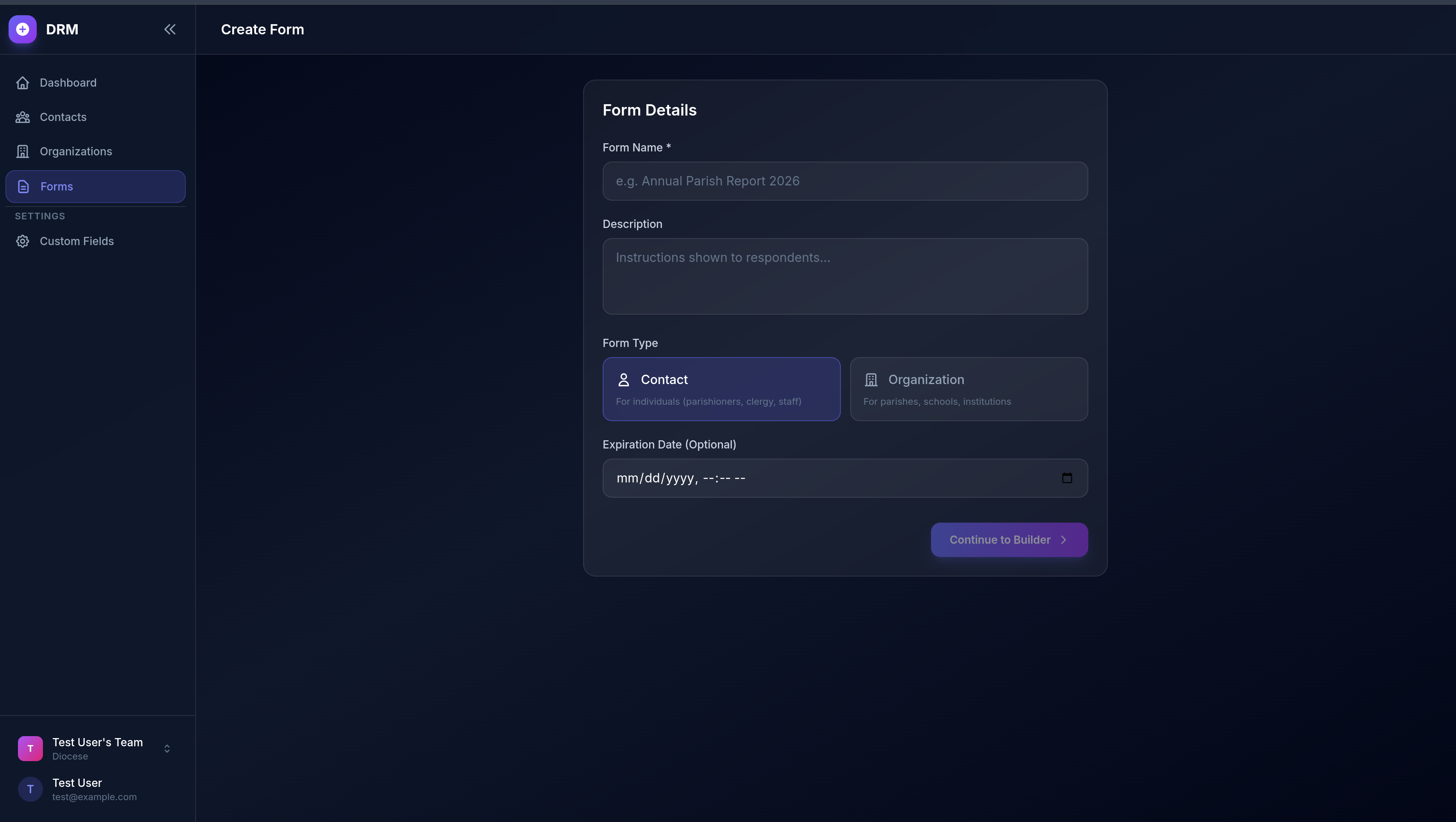 DRM landing page overview